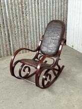 Vintage patchwork design leather rocking chair