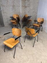 Schoolstoelen Vintage stijl in Hout en ijzer ,