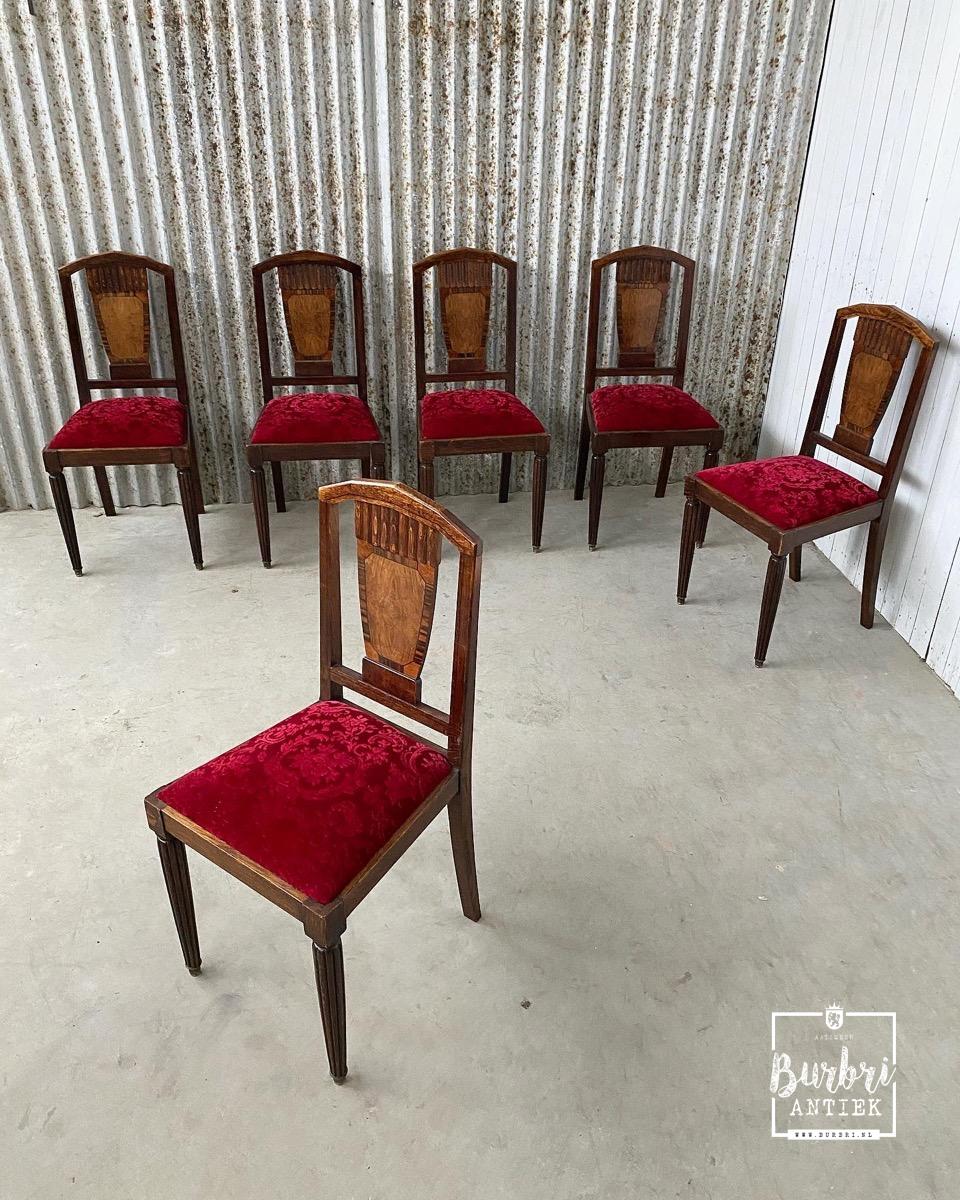 trui Vrijgevigheid Ramen wassen 6 Art-deco Chairs - Tafel & Stoelen - Antieke meubels - Burbri