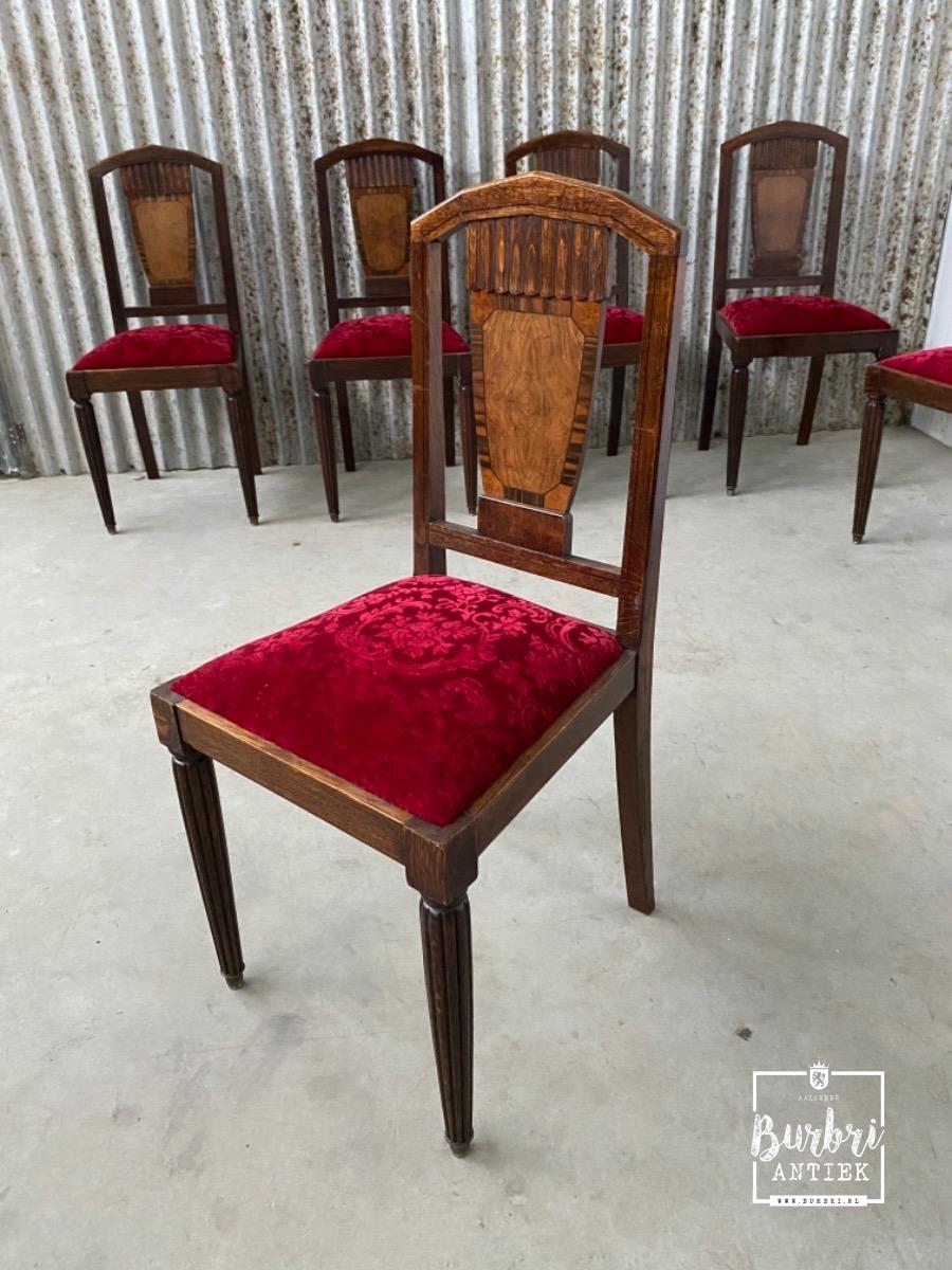 Afdrukken welvaart Ontspannend 6 Art-deco Chairs - Tafel & Stoelen - Antieke meubels - Burbri
